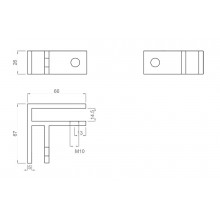 ESTABILIZADOR VIDRIO ANGULO 90 SH 8081 10 12 SSS  ISE0091AM  INOX SATINADO AISI 316 VIDRIO 10 12MM FO