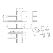 ESTABILIZADOR VIDRIO ANGULO 90 SH 8081 16 20 PSS  ISE0095AB  INOX BRILLO AISI 316 VIDRIO 16 20MM FO