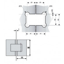 BISAGRA MAMPARA VIDRIO VIDRIO 180  B2003 IS INOX SATINADO TR