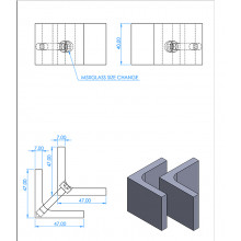 ESTABILIZADOR VIDRIO ANGULO 90 MC 201   tornillo  ANODIZADO PLATA VIDRIO 10 16MM MP