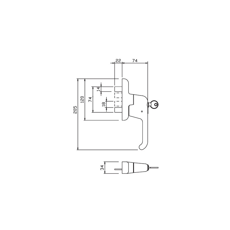CREMONA CON LLAVE IGUAL EURO KEY 01002500 NEGRA GS - detalle 2