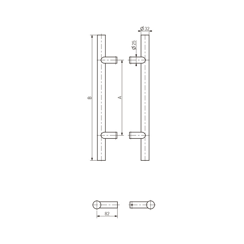 TIRADOR INOX REDONDO 90 DOBLE 114.SS.1300.90 MD 1300 1800MM - detalle 2