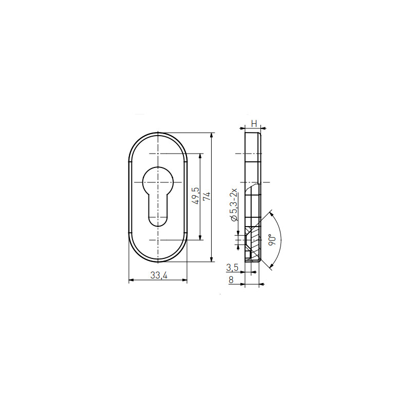 ROSETA PARA CILINDRO OVAL REF.151.8019.00.00 MARRON - detalle 2