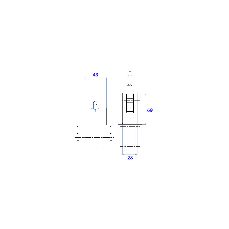 PINZA HUECA CUADRADA BASE PLANA 38.0130 ISA E0085 INOX SATINADO AISI 316 69x43MM IN - detalle 2