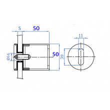 BOTON D50x50MM 38.1020 050  D5050AM  INOX SATINADO AISI 316 VIDRIO 8 17 52MM IS