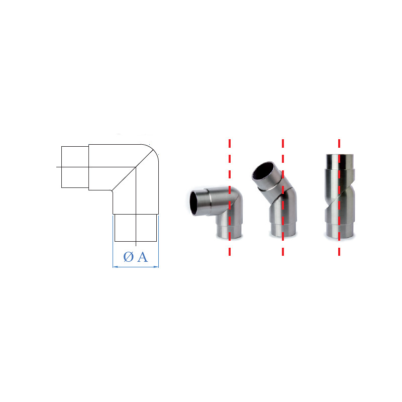 CODO ARTICULADO 38.2042 ISA E5587 304 INOX SATINADO AISI 304 TUBO 42 4MM IN - detalle 2