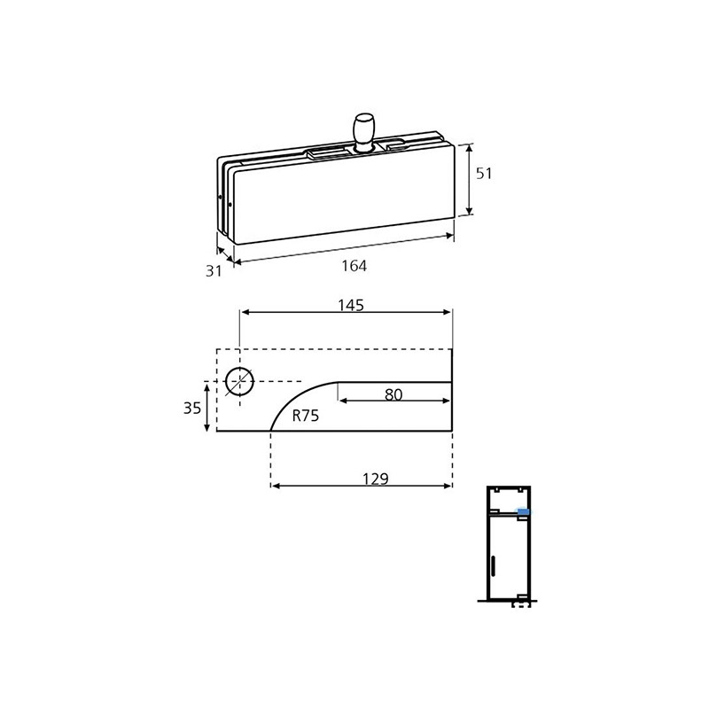 PUNTO DE GIRO FIJO SUPERIOR ELEGANCE PF003 INOX BRILLO GD - detalle 2