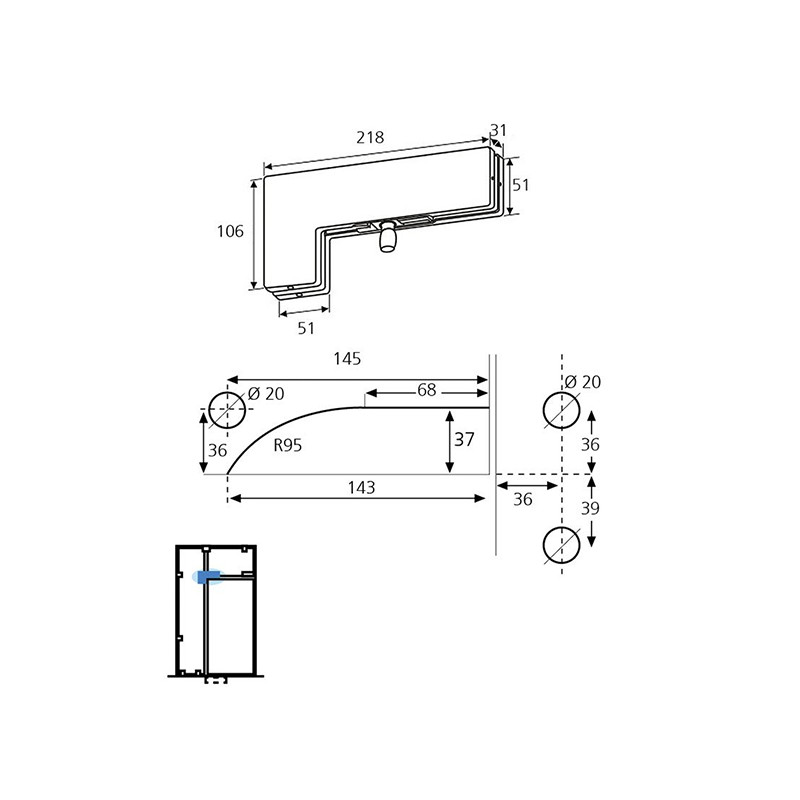 PUNTO DE GIRO FIJO SUPERIOR Y LATERAL ELEGANCE PF004 INOX BRILLO GD - detalle 2