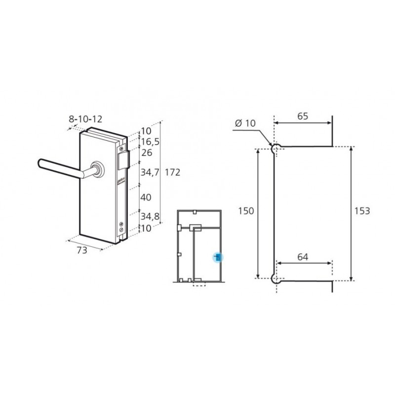 CERRADURA G.0RR SOLO PICAPORTE INOX BRILLO JUEGO MANILLAS GD - detalle 2