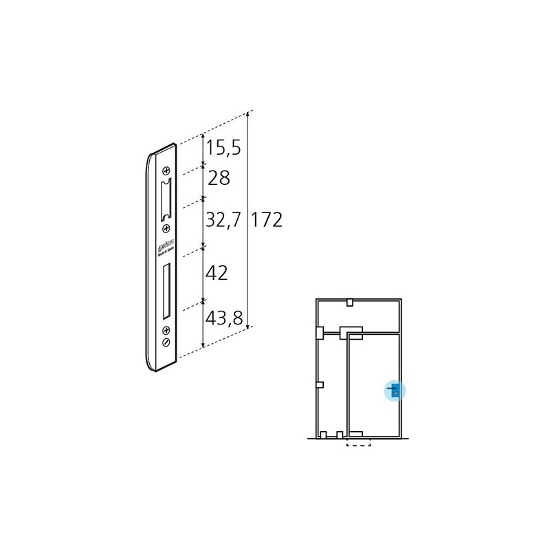CERRADERO GC9.1TD PICAPORTE Y PALANCA DESLIZANTE C TOPE DERECHA INOX BRILLO GD - detalle 2