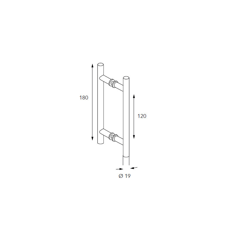 TIRADOR DOBLE REDONDO 22.0000 IBR T4001AB INOX BRILLO 180mm IS - detalle 2