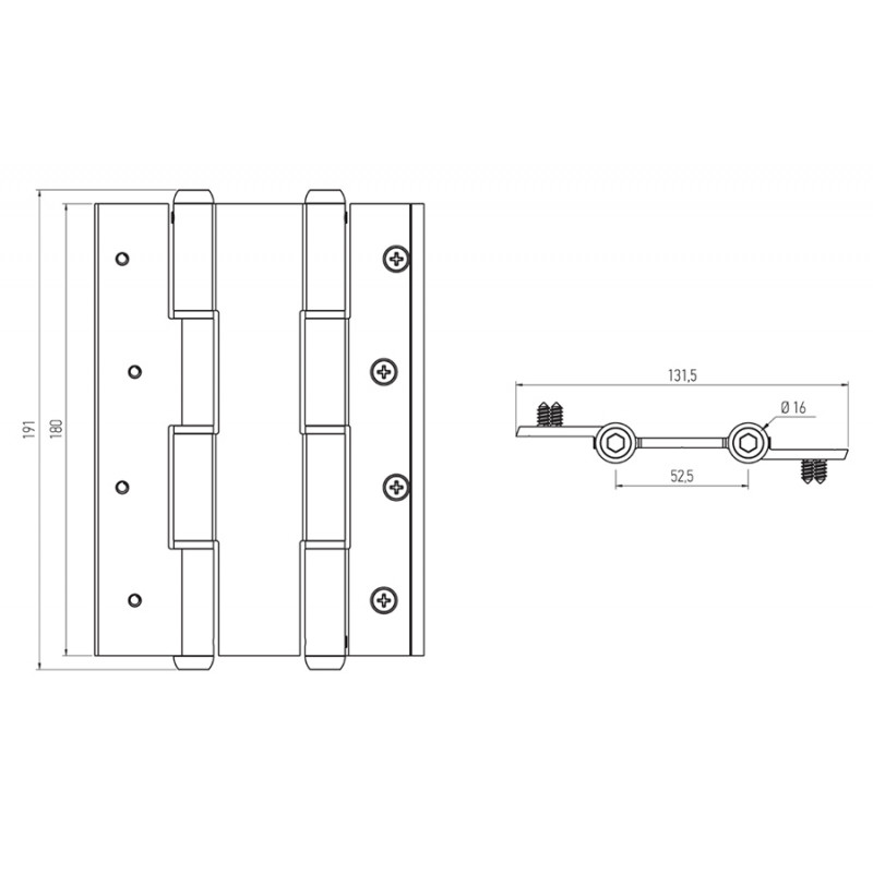 JUEGO BISAGRA VAIVEN INOX NI, detalle 2