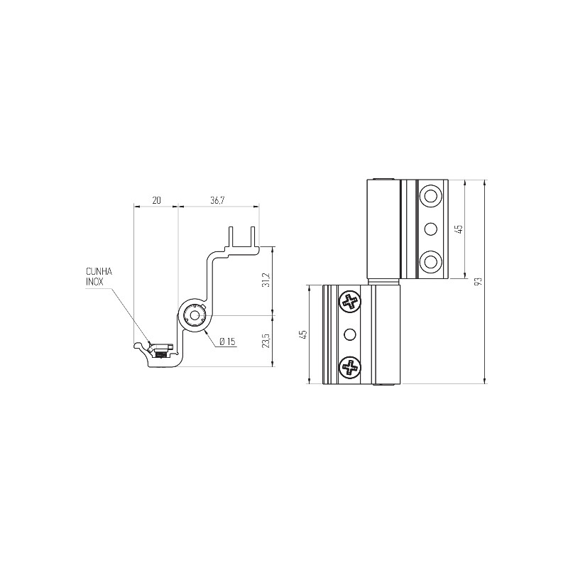 BISAGRA CANAL 16 D1044.6 BLANCA DB - detalle 2