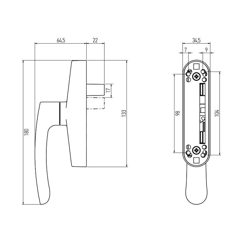 CREMONA OSCILO CON LLAVE IGUAL PRESTIGE 9530C 1P INOX MR - detalle 2