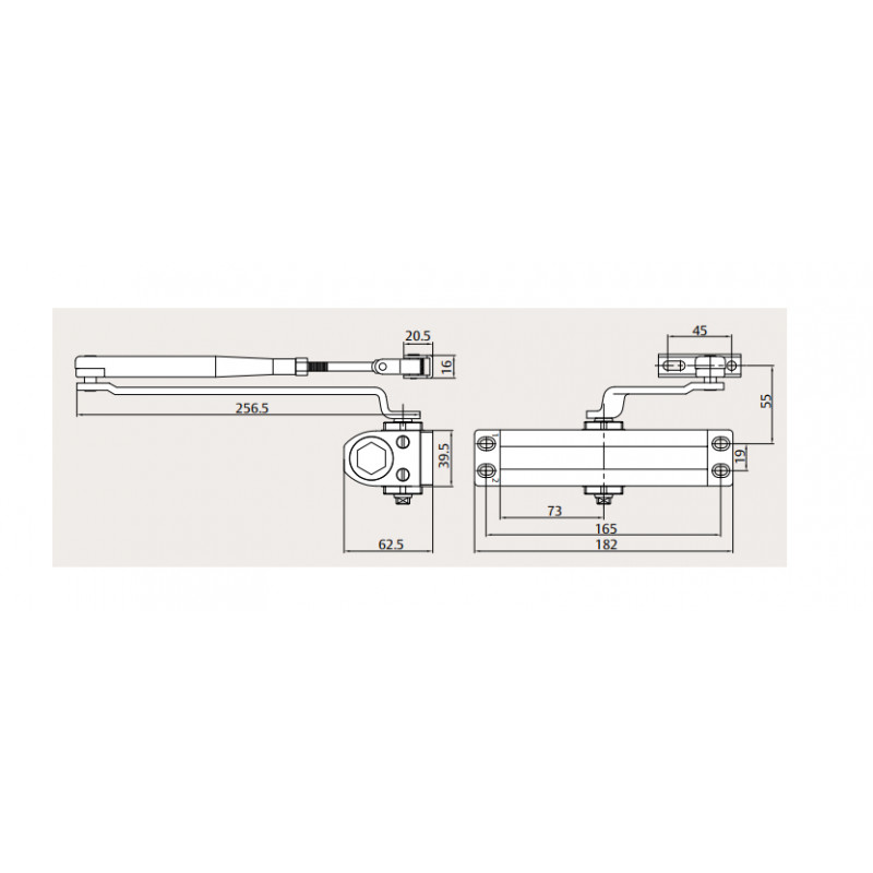 CIERRAPUERTAS SIN RETENCION DC110 PLATA 80KG FUERZA 2 4 TS, detalle 2