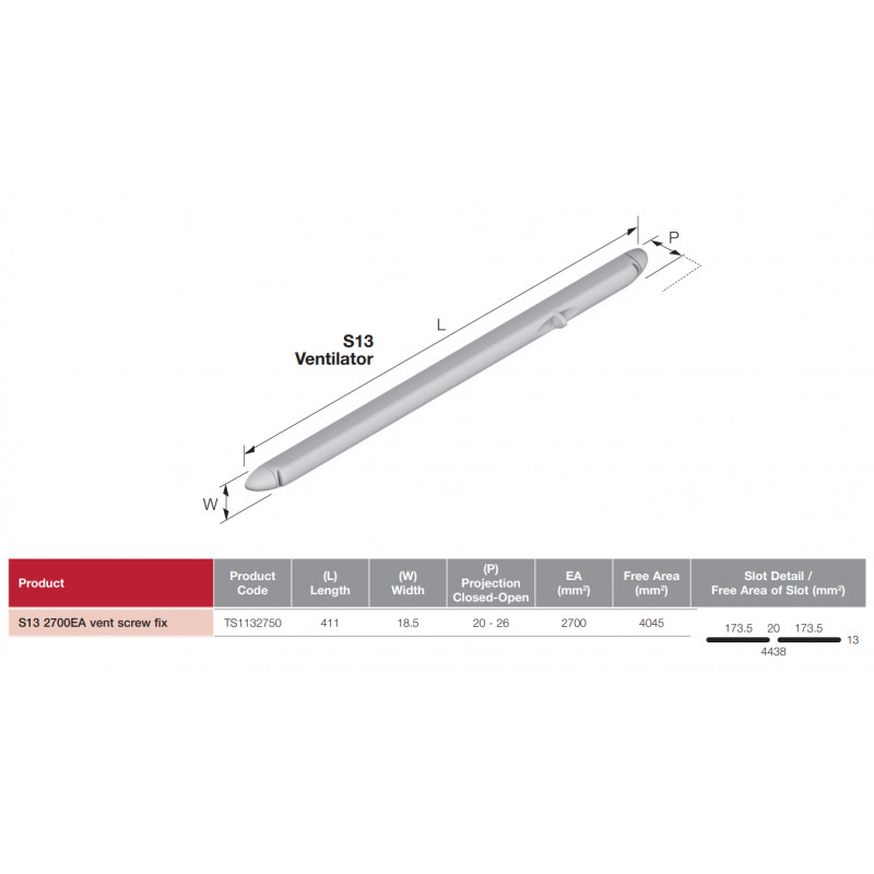 Aireador plástico Trimvent S13 TS1134470 836 gris plata RAL 7046 411 mm — vista 2
