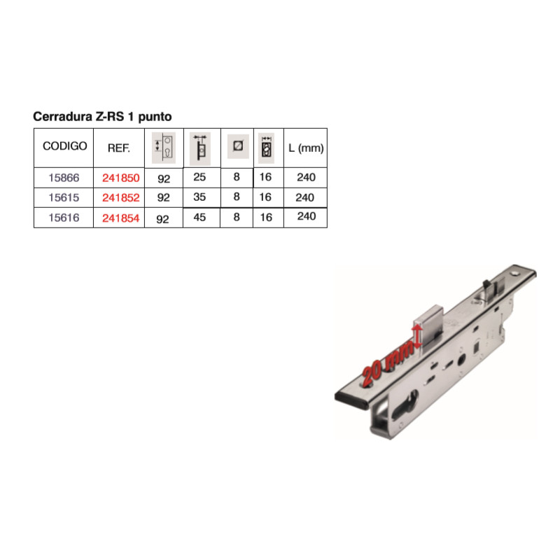 CERRADURA PVC 241850 1 PUNTO Z RS E 25 MC - detalle 2