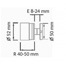 BOTON REGULABLE D50x40 50MM A350 SSS INOX SATINADO AISI 316 VIDRIO 8 21 52MM HE