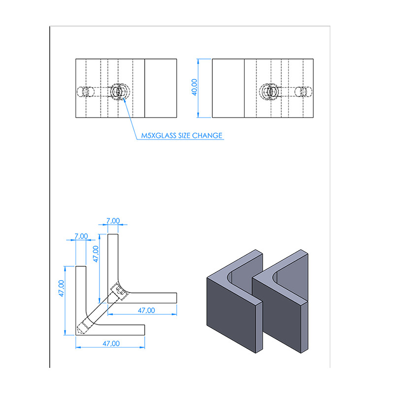 ESTABILIZADOR VIDRIO ANGULO 90 MC 201 tornillo NEGRO VIDRIO 10 16MM MP - detalle 2