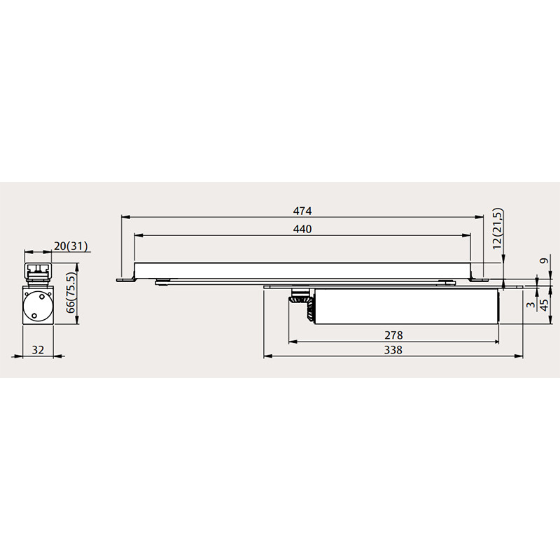 CIERRAPUERTAS OCULTO DC850 80KG FUERZA 2 4 BRAZO DCG896 TS, detalle 2
