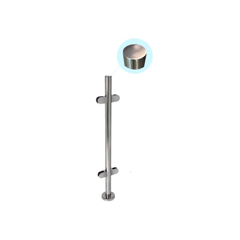 POSTE CIEGO CUATRO PINZAS 180 H 702 SSS INOX SATINADO AISI 316 TUBO 40MM IN