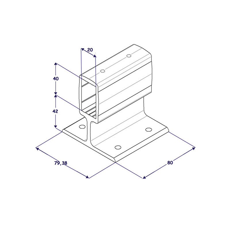 SOPORTE EXTERIOR BARANDILLA 5081 BLANCO 40X20 TC, detalle 2