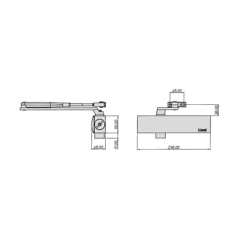 CIERRAPUERTAS CON RETENCION BRAZO DESLIZANTE DC310 PLATA 80KG FUERZA 2 5 CV - detalle 2