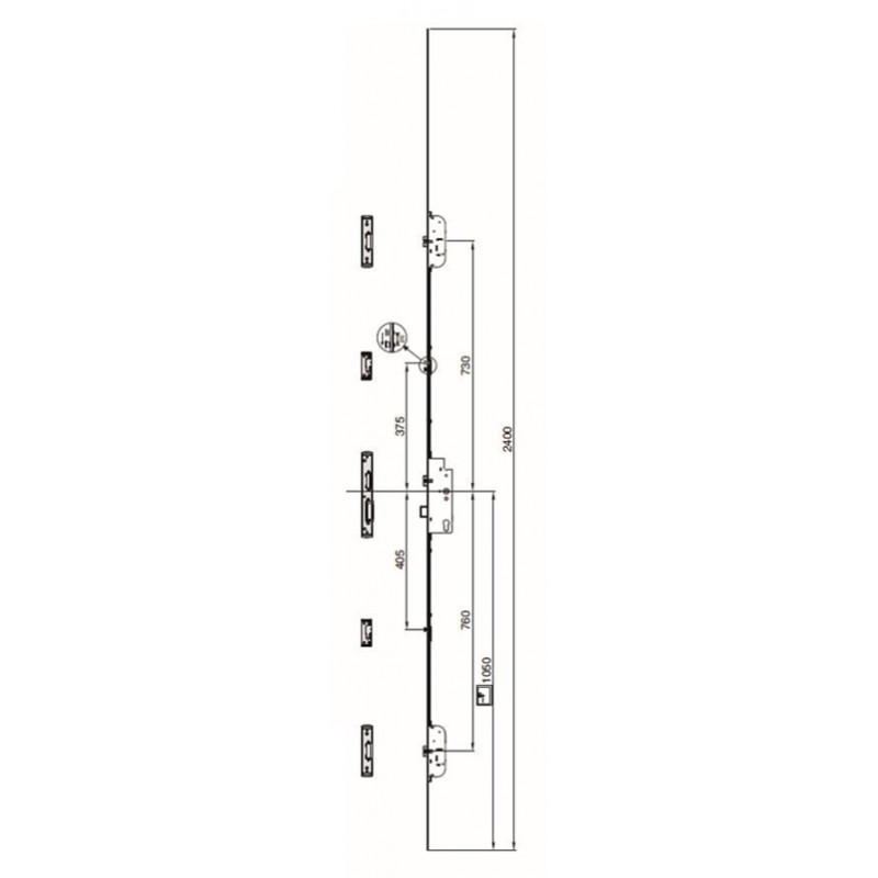 CERRADURA PVC 235770 35 AUTOMATICA 2 BULONES MC - detalle 2