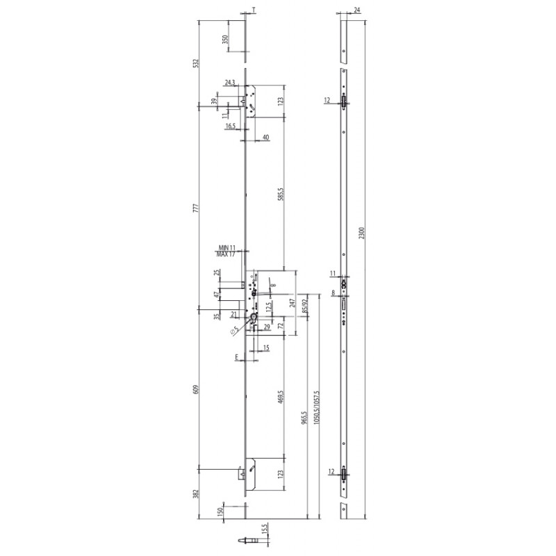 CERRADURA 3 PUNTOS FRENTE PLANO MULTITOP 49526.40 NEGRA CS - detalle 2
