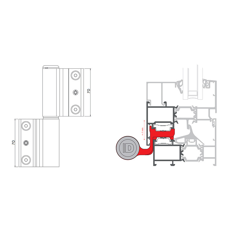 BISAGRA PUERTA CE 3000 RAL 9016 TXT 100KG 140mm DB - detalle 2