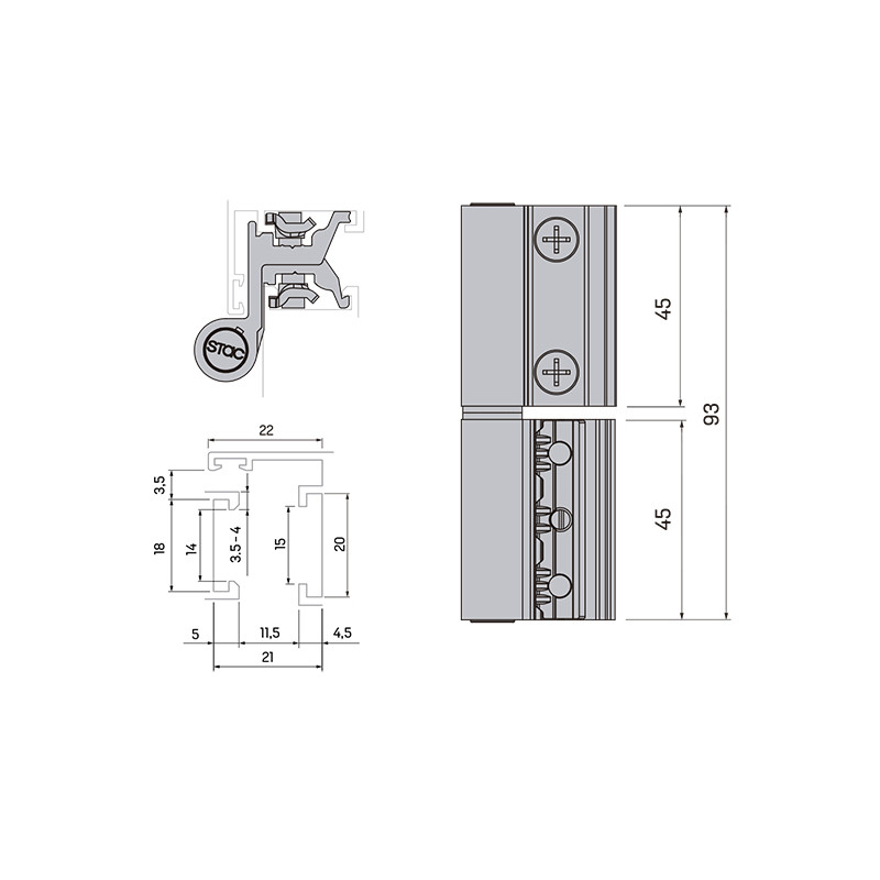 BISAGRA REGULABLE CE CARINA PLUS 023I02R NEGRA IZQUIERDA ST - detalle 2