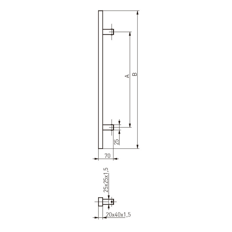TIRADOR negro RECTANGULAR 90 SIMPLE 104PR1300.90.9005 1300 1800MM MD - detalle 2