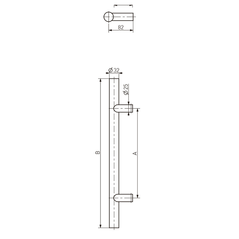 TIRADOR negro REDONDO 90 SIMPLE 104SS600800.90.9005 600 800MM MD - detalle 2
