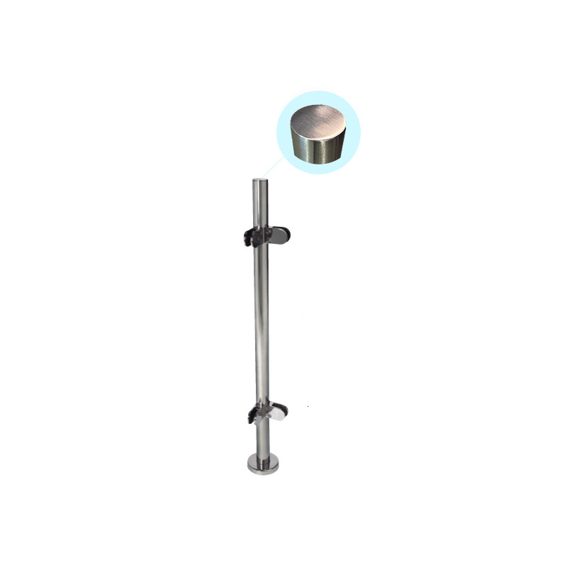 POSTE CIEGO CUATRO PINZAS 90 H 703 SSS INOX SATINADO AISI 316 TUBO 40MM IN