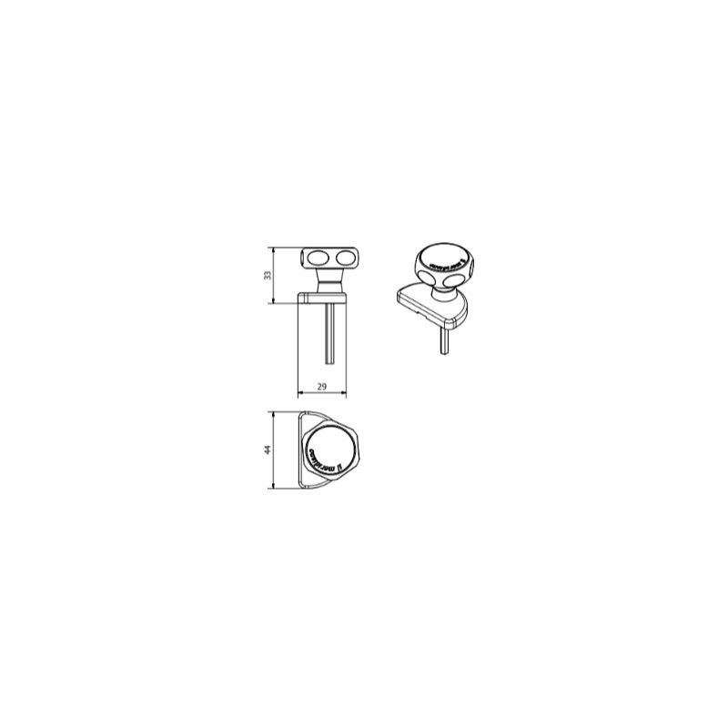 Mando rotary pomo P-70 negro MRD 197 - detalle 2