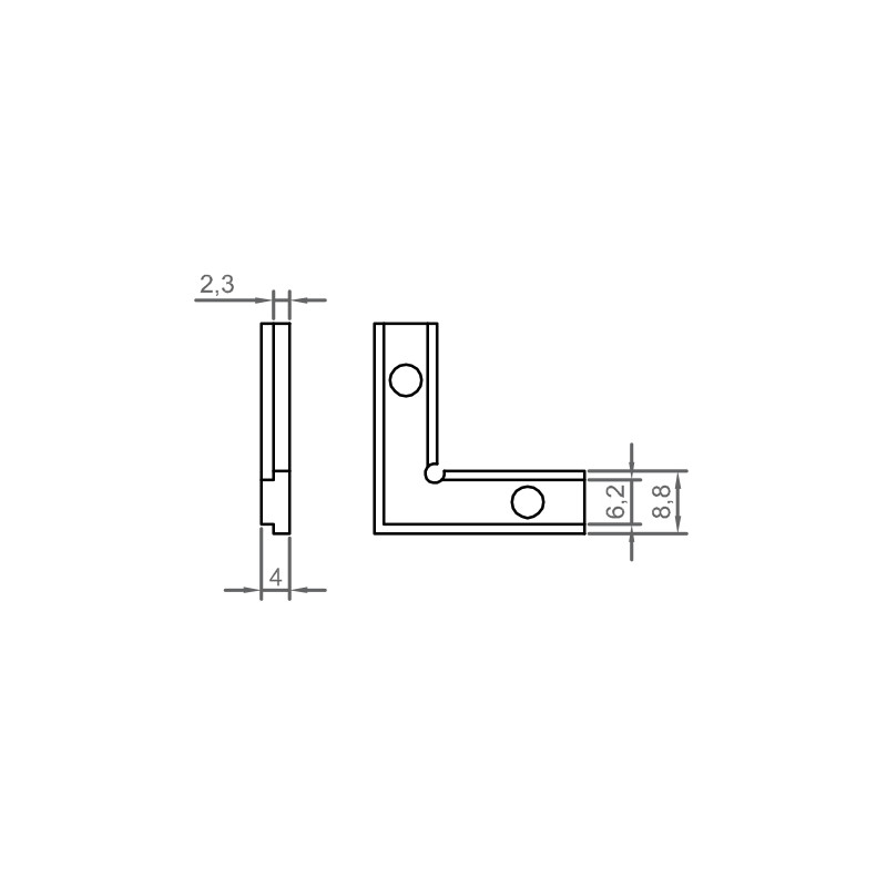 ESCUADRA ALINEACION CON TORNILLOS  400801  COR 60 HOJA E 75P E 65 EXTRUAL FJ - detalle 2