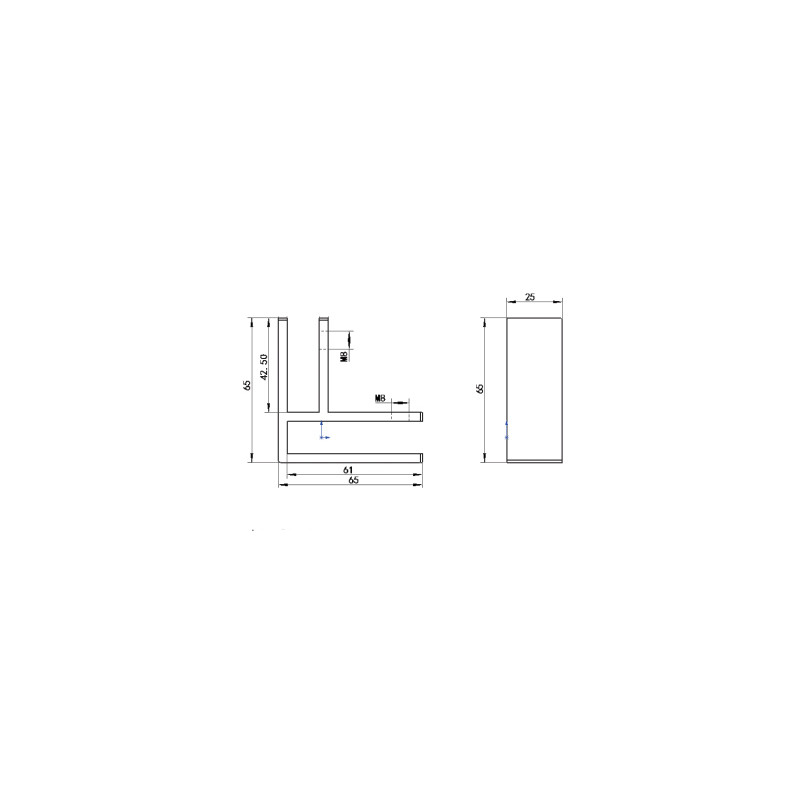 ESTABILIZADOR VIDRIO ANGULO 90 SH 8081 10 12 SSS ISE0091AM INOX SATINADO AISI 316 VIDRIO 10 12MM FO - detalle 2