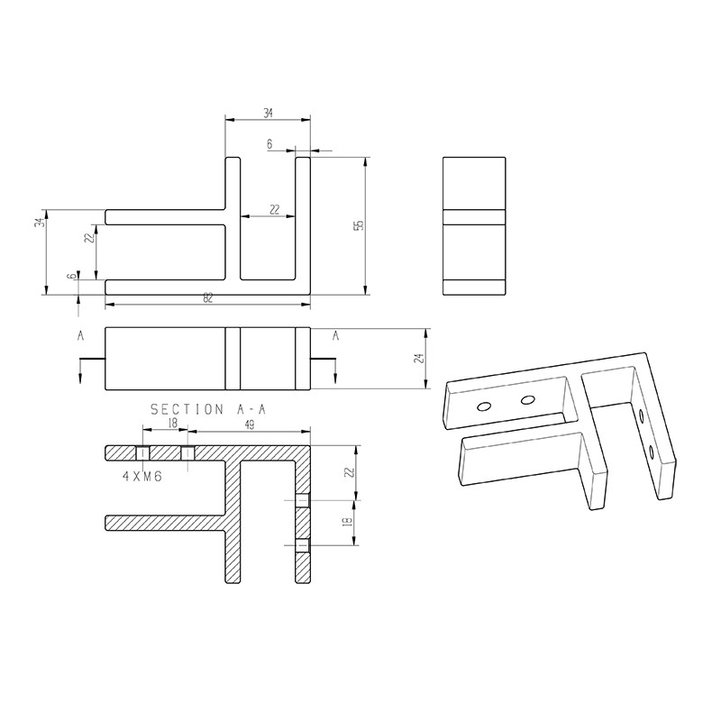 ESTABILIZADOR VIDRIO ANGULO 90 SH 8081 16 20 PSS ISE0095AB INOX BRILLO AISI 316 VIDRIO 16 20MM FO - detalle 2