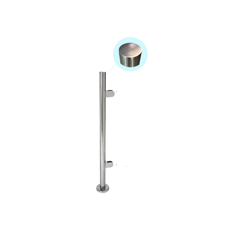 POSTE CIEGO DOS PINZAS H 701 SSS INOX SATINADO AISI 316 TUBO 40MM FO