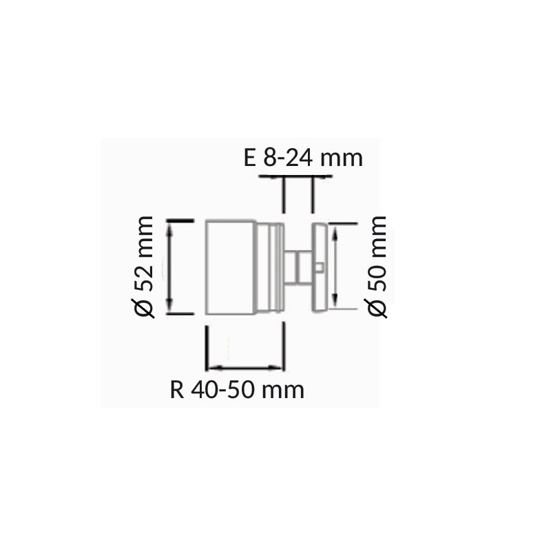 BOTON REGULABLE D50x40 50MM A350 PSS INOX BRILLO AISI 316 VIDRIO 8 21 52MM HE - detalle 2