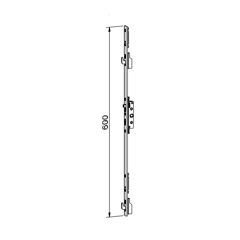 CREMONA MULTIPUNTO MAC6 600MM 2 PUNTOS INOX AP - detalle 2