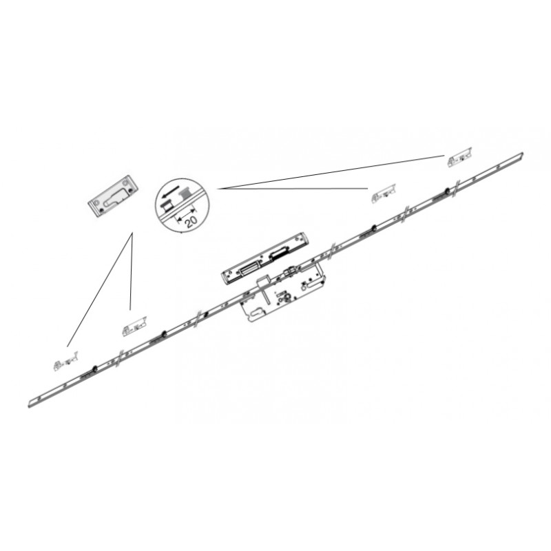 CERRADURA PVC 230690 35 4 BULONES CHAMPIÑ N 2400X16 MC - detalle 2