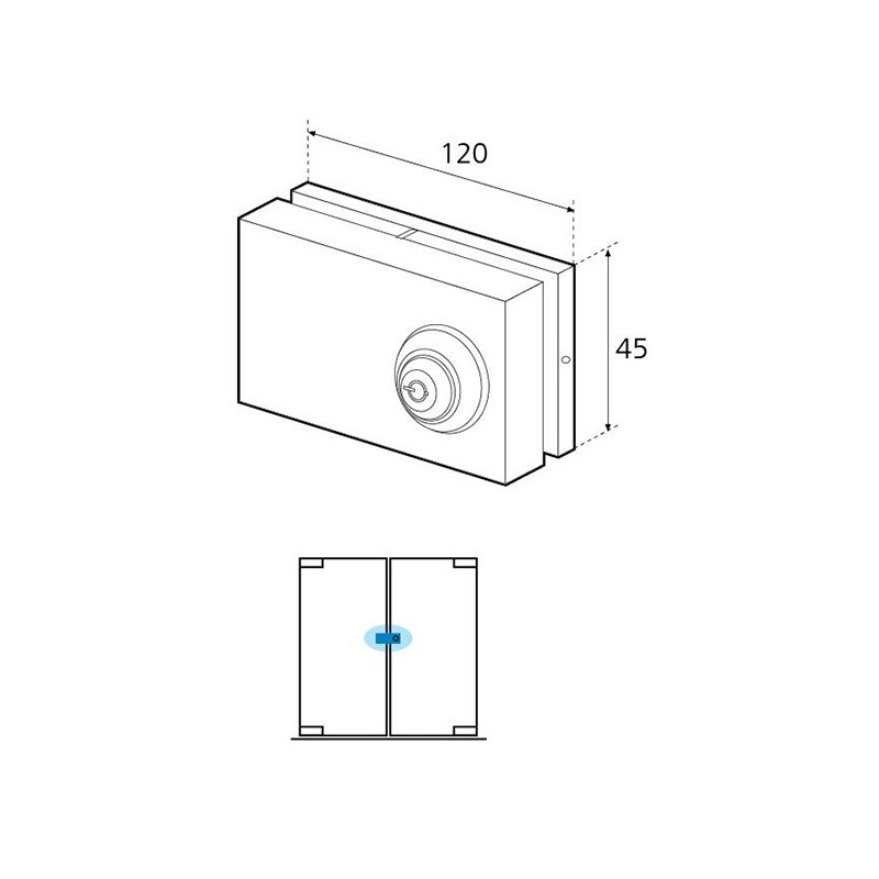 CERRAJA 08.1020 IBR GD02.0 CENTRAL DOBLE VIDRIO A VIDRIO INOX BRILLO GD - detalle 2