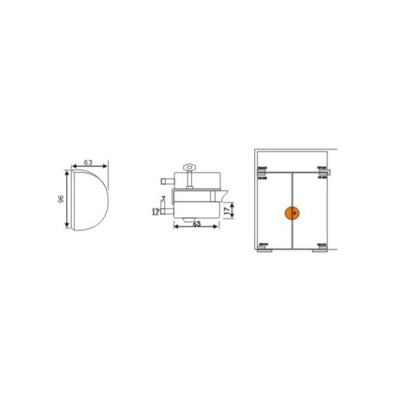 CERRAJA 08.1216.ISA 580 DOBLE VIDRIO A VIDRIO CON GANCHO INOX SATINADO CR - detalle 2