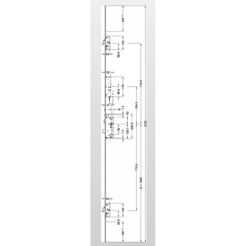 CERRADURA 3 PUNTOS AUTOMATICA FRONTAL U COPLANAR AV4D U2460 E.35 M2 5098729 DERECHA WK - detalle 2