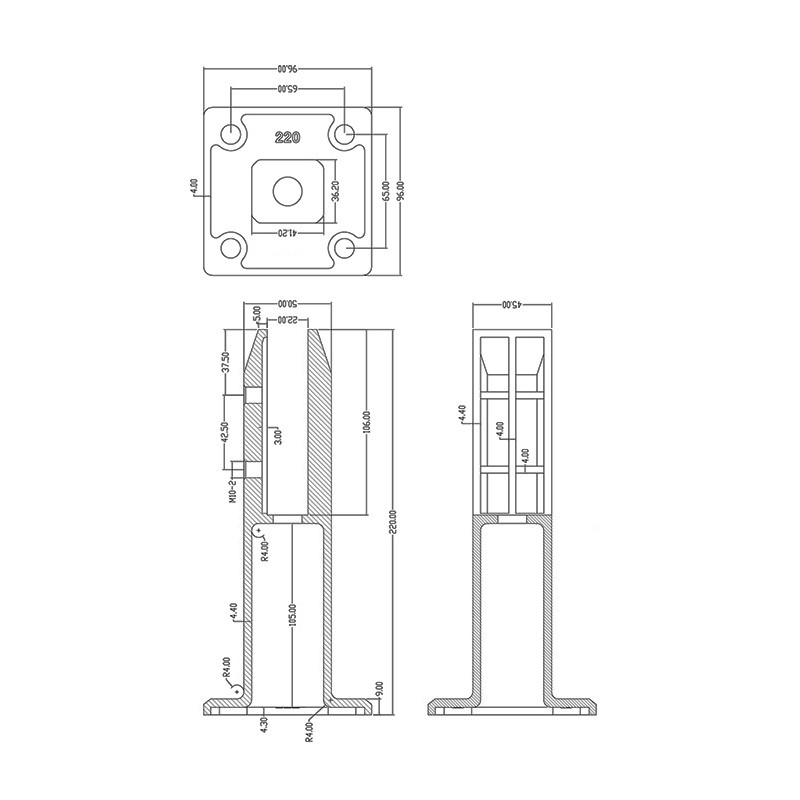 PINZA BARANDILLA SP 220 NEGRA AISI 316 VIDRIO 12 16MM CALCE HE - detalle 2